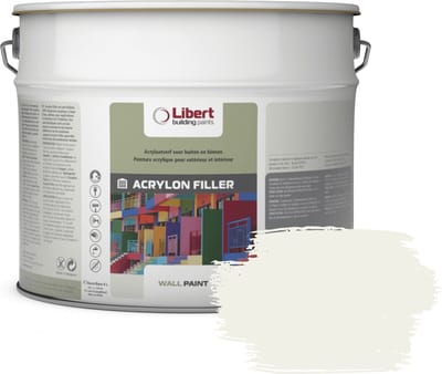 Libert Acrylon Filler – Muurverf met Microvezels – Primer & Afwerking – Binnen & Buiten - Structuurverf – 10L – Wit RAL 9016