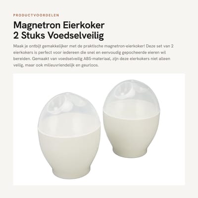 Dailygoods- Eierkoker Magnetron - 2 Stuks - Voedselveilig ABS - Antiaanbaklaag - Eieren Koken - 9,2 cm Hoogte - Gezond en Veilig - Ei Kooker