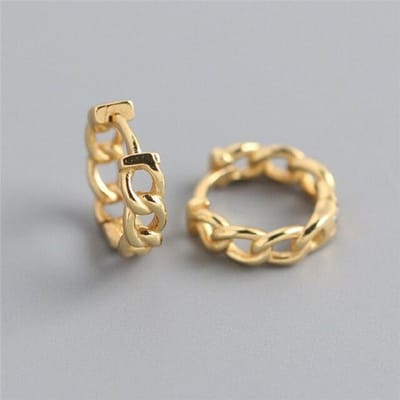 Boucles d'oreilles créoles élégantes Caoshi pour femmes/hommes, design de chaîne exquis, couleur argent/couleur or, accessoires de fête tendance, bijoux simples beige
