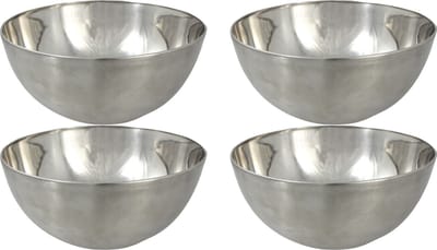 Svenska Living - 4x - Kommetjes/schaaltjes - mat zilver - RVS - D19 x 9.5 cm - serveerschalen