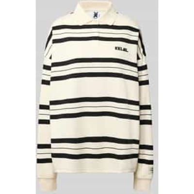 Oversized poloshirt met lange mouwen met streepmotief
