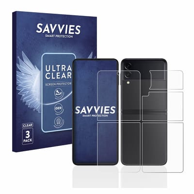 Savvies - Screenprotector voor Samsung Galaxy Z Flip 3 5G (Voor+Achter) - Folie Beschermfolie transparant 6 Stuks