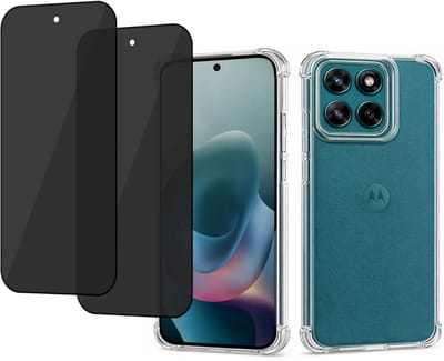 ChiGuard Hoesje & 2x Privacy Screenprotector geschikt voor Motorola Moto G17 Hoesje Screenprotector - Gehard Glas Cover + Shock Proof Case - Transparant