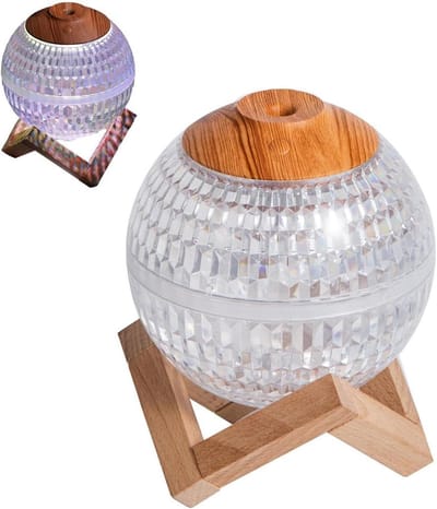 Kristallen Bol Luchtbevochtiger - Sfeerverlichting Diffuser - Ruimte Verfrissen - RGB Kleurenlicht - 350ml Tank - Transparant
