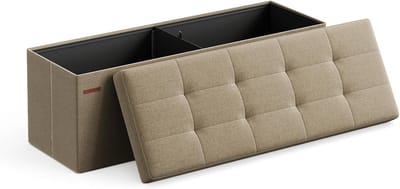 Opvouwbare Opbergbox – Zitbank/Voetenbank met Opbergruimte – Belastbaar tot 300 kg – Bruin