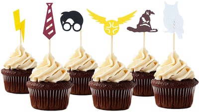 Tovenaar Harry Cupcake Toppers - Feestversiering - Verjaardag Versiering - Cupcake Decoratie - Traktaties Kinderen - Taartversiering - 12 Stuks