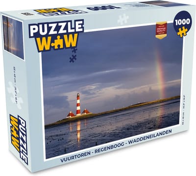 Puzzel Vuurtoren - Regenboog - Waddeneilanden - Legpuzzel - Puzzel 1000 stukjes volwassenen