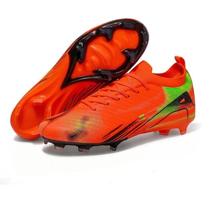 Crampons de Football Antidérapants Unisexes Premium, Chaussures de Football Homme Chaussures de Football Professionnelles Ultra-légères Chaussure d'Entraînement Herbe Garçon 44 orange