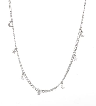 Go Dutch Label Ketting schakel maan ster Zilver N1773-1