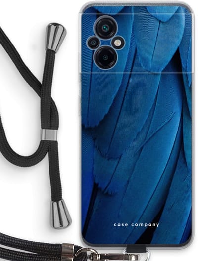 Case Company® - Hoesje met koord geschikt voor Xiaomi Poco M5 hoesje met Koord - Pauw - Telefoonhoesje met Zwart Koord - Bescherming aan alle Kanten en Over de Schermrand