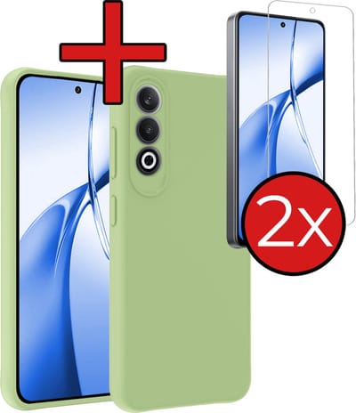 Hoesje - Met 2x Screenprotector - Geschikt voor OnePlus Nord CE4 - Sterk & Shockproof - Telefoon Hoes - Back Cover - Siliconen Case - Telefoonhoes - Groen