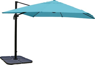 Zweefparasol MCW-A96, parasol, 3x3m (Ø4.24m) polyester/aluminium 23kg ~ turquoise met voet