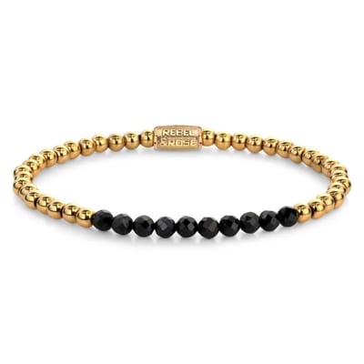 Rebel en Rose - RR-40152-G - S - Black Glam Meet Yellow Gold - armband-Maat S