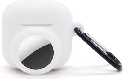 2 in 1 AirPods 4 en Airtag Case - Beschermhoes - AirPods 4 Cover - AirPods 4 AirTag Hoesje - tracker - hoesje geschikt voor Apple Airpods 4 - wit