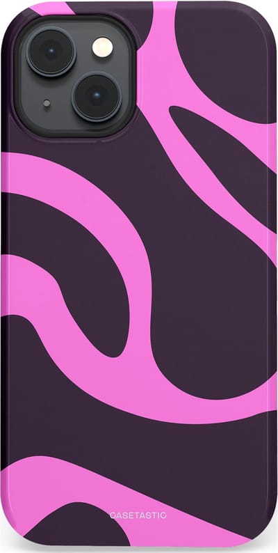 Casetastic hoesje geschikt voor Apple iPhone 14 Plus - MagSafe - Dubbellaagse bescherming - Roze Paarse Lavendel Abstractie - Fashion Case - Donkergrijs Roze