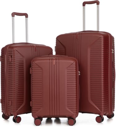 3-delige Kofferset –PP – 20 inch / 24 inch / 28 inch – Cijferslot – 360° Geruisloze Wielen – Lichtgewicht & Stevig – Modern Design - rood