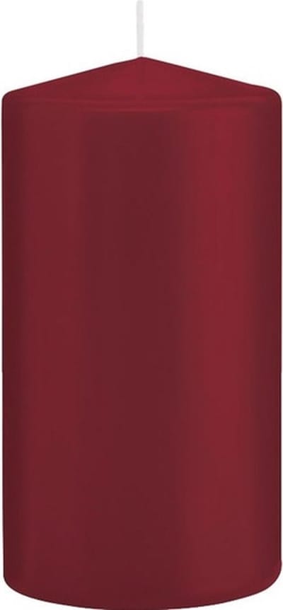Trend Candles Cilinderkaars/stompkaars - bordeauxrood - 8 x 15 cm - 69 branduren - horeca kaarsen