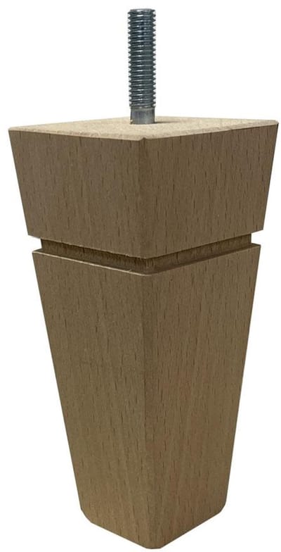 Meubelpoot taps 5,5 bij 5,5 cm en hoogte 12 cm van massief hout (M8) - Set van 4 stuks