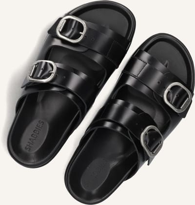 Shabbies Inga Buckles Slippers - Dames - Zwart - Maat 37