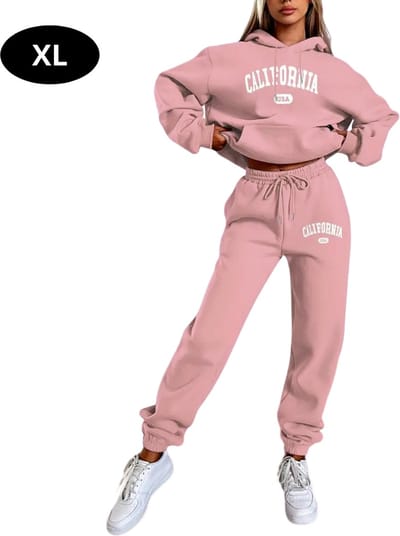 Livano Joggingpak Dames - Huispak - Volwassenen - Trainingspak - Comfortabel - Jogging Pak - Joggingsbroek - Roze - L