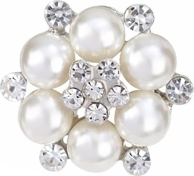 Fako Bijoux® - Broche - Parel Kristal Petronella - 27x27mm - Zilverkleurig
