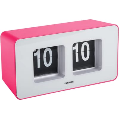 Karlsson Wandklok Funky Flip - Helderroze - 7x17.7x9.2cm - Wandklok Scandinavisch