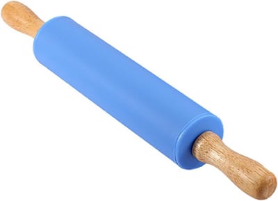 RVS Deegroller met Bakmat – 31 cm Kleine RVS Deegroller met Siliconen Coating en Houten Handvat – Anti-aanbak voor Pizza, Pasta, Koekjes en Taart