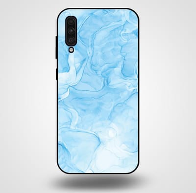 Smartphonica Telefoonhoesje voor Samsung Galaxy A30s met marmer opdruk - TPU backcover case marble design - Lichtblauw geschikt voor Samsung Galaxy A30s