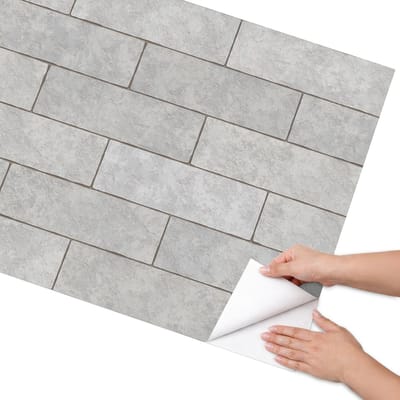 Coloray Meubel Wrap Folie - Grijs Meubelfolie - 75x150 cm - Decoratiefolie Zelfklevend Grijze tegels - Meubelfolie Zelfklevend - Minimalist Meubelfolie - Wrapfolie Keuken - Wanddecoratie - Texturen