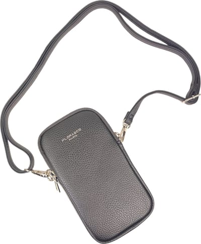 Flora & Co - Paris - Handig Crossbody hand/telefoontasje voor mobiel - gsm - zwart - 2 vakken
