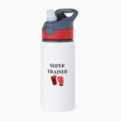 Hacebo® - Super trainer waterfles met rietje rood - Sport - coach - boxing - Trainer - geschenk - verjaardag - love gift - water fles - 650ML