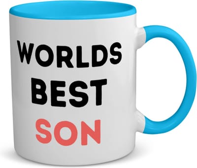 Akyol - worlds best son koffiemok - theemok - blauw - Zoon - de beste zoon - verjaardagscadeau - verjaardag - cadeau - cadeautje voor zoon - zoon artikelen - kado - geschenk - gift - 350 ML inhoud