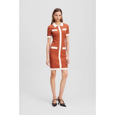 Karl Lagerfeld Polo Contrast Knit Dress Cinnabar Taglia: S | Abiti in T-Shirt Outlet | Donna | Rosso