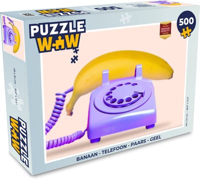 Puzzel Banaan - Telefoon - Paars - Geel - Legpuzzel - Puzzel 500 stukjes