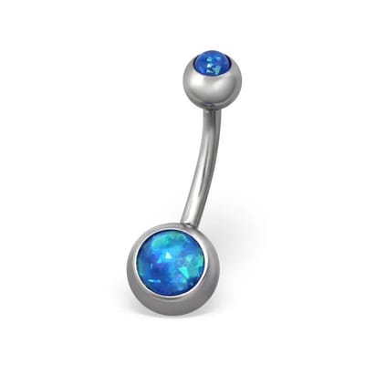 Aramat Jewels | Navelpiercings | Stalen navelpiercing opaal blauw | | | |8mm | Staal | Volwassenen | Verkleurd niet
