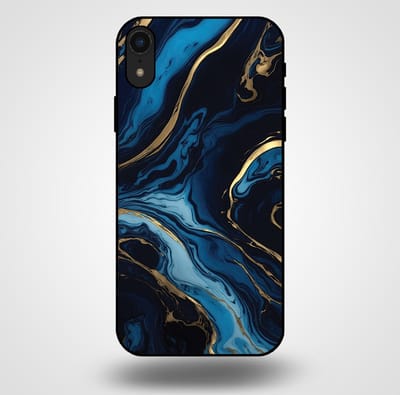 Smartphonica Telefoonhoesje voor iPhone Xr met marmer opdruk - TPU backcover case marble design - Goud Blauw geschikt voor Apple iPhone XR