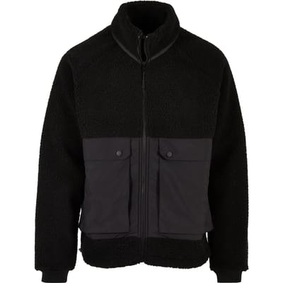 Urban Classics - Short Raglan Sherpa Jacket - S - Zwart