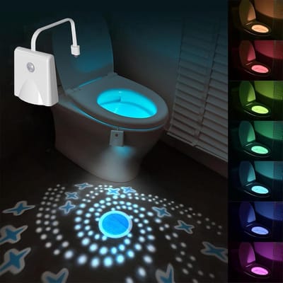 Toiletpotverlichting - Toilet nachtlampje met bewegingssensor - TENZHVXI® - Sterrenprojectie Op De Vloer - 16 Kleuren RGB Verlichting - Oplaadbaar Met 500mAh Batterij - Inclusief USB Kabel - Voor Badkamer En WC Als Cadeau