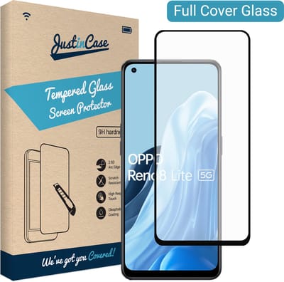 Just in Case screenprotector geschikt voor OPPO Reno8 Lite - Screenprotector Full Cover Gehard Glas