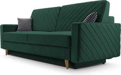 3-zitsbank van Velvet voor woonkamer, slaapbank, sofa met slaapfunctie en opbergruimte, moderne bank - 230x96x97cm - Slaapbank CALIFORNIA - Donkergroen (KRONOS 19)