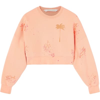 Palm Angels Pxp Painted Cropped Crew Coral