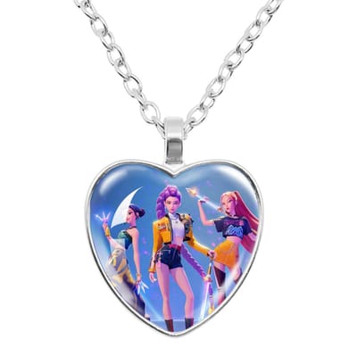 K-POP Demon Hunters Hart Tijd Edelsteen Ketting Schattige Cartoon Sieraden voor Fans Perfect Verjaardag Vakantie Cadeau voor Meisjes gray