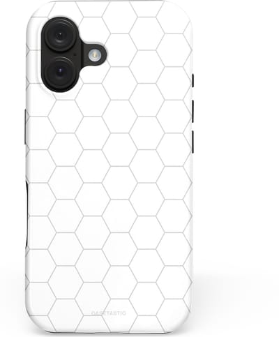 Casetastic hoesje geschikt voor Apple iPhone 16 - MagSafe - Dubbellaagse bescherming - Zilverraat - Fashion Case - Wit
