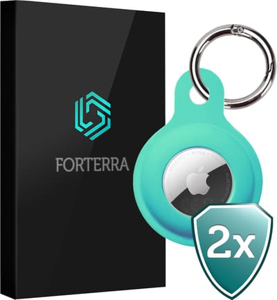 Forterra Sleutelhanger - Geschikt voor Apple AirTag 2e generatie - Houder - Siliconen Hoesje - Turquoise - 2 PACK