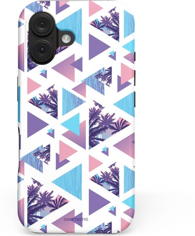 Casetastic hoesje geschikt voor Apple iPhone 16 - MagSafe - Dubbellaagse bescherming - Zomervibe geometrie - Fashion Case - Wit Lavendel Lichtblauw Lichtgrijs