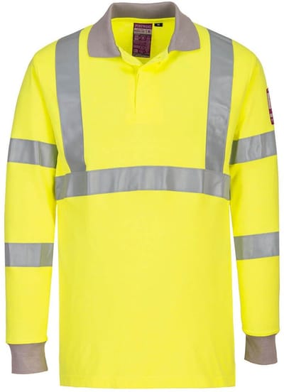 Portwest Vlamvertragende Modaflame Antistatische lange mouw Poloshirt FR77 - Geel - 4XL