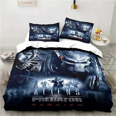 Alien Vs. Predator Predator Film Beddengoedset Eenpersoons Tweepersoons Queen King Size Dekbedovertrek Volwassenen Jongens Slaapkamer Sprei Luxe Cadeau 200X200cm 3pcs
