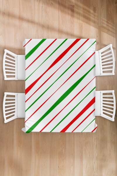 Kerst Tafelkleed - Kerstmis Decoratie - Tafellaken - Patronen - Kerst - Strepen - 130x170 cm - Kerstmis Versiering - Tafeldecoratie Kerstmis - Kerstdecoratie tafel - Tafelversiering