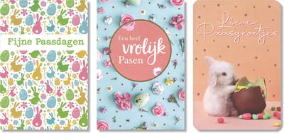 Paaskaarten - 9 Gevouwen wenskaarten met envelop - Pasen - Folie/glitterdruk - 11 x 17 cm