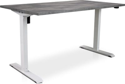 Zit-sta bureau elektrisch verstelbaar - MRC EASY | 140 x 80 cm | inclusief stekkerdoos en kabelklemmen | frame wit - blad betonlook